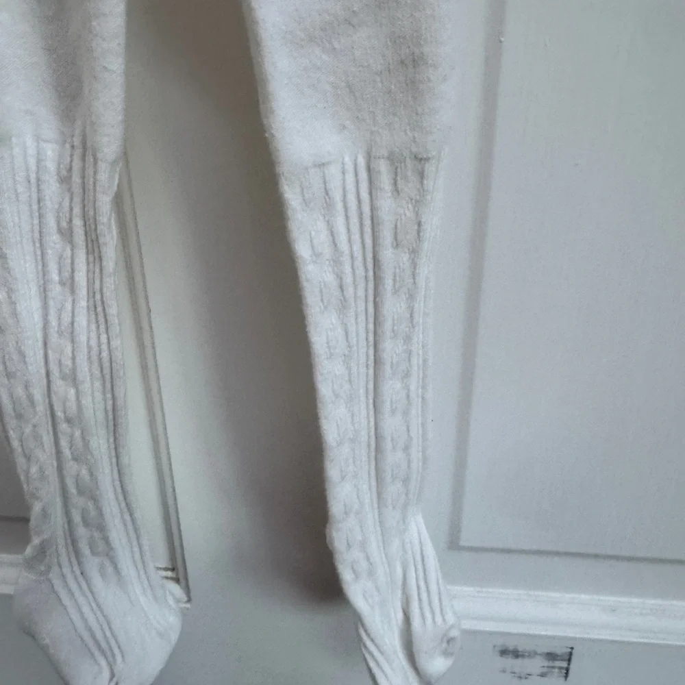 Epeius 12-24M Girls Cozy White Knit Baby Tights